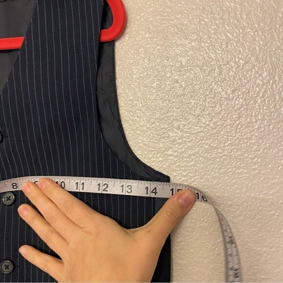 Boys kids youth Navy blue pin stripe formal dress up vest suit Jacket size 6 - Picture 4 of 6